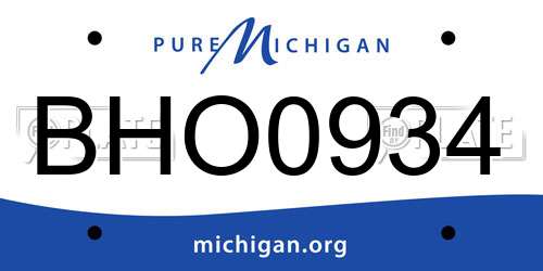 BHO0934 Michigan License Plate