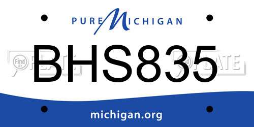 BHS835 Michigan License Plate