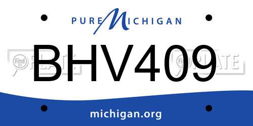 BHV409 Michigan License Plate