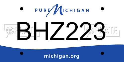 BHZ223 Michigan License Plate