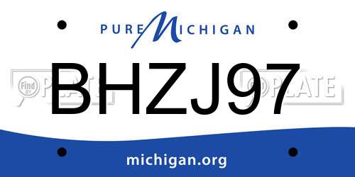 BHZJ97 Michigan License Plate