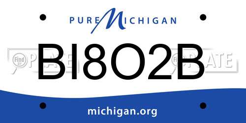 BI8O2B Michigan License Plate