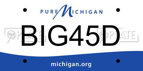 BIG45D Michigan License Plate