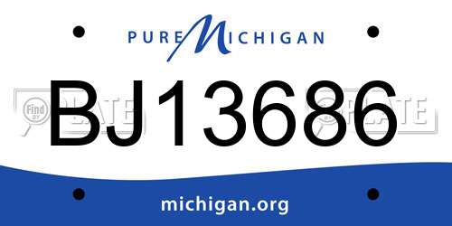 BJ13686 Michigan License Plate