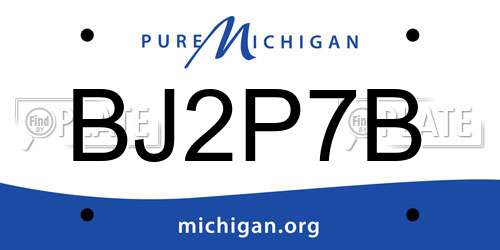 BJ2P7B Michigan License Plate