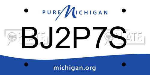 BJ2P7S Michigan License Plate