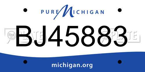 BJ45883 Michigan License Plate