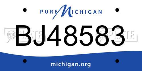 BJ48583 Michigan License Plate