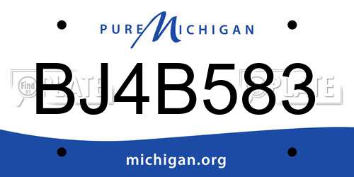 BJ4B583 Michigan License Plate