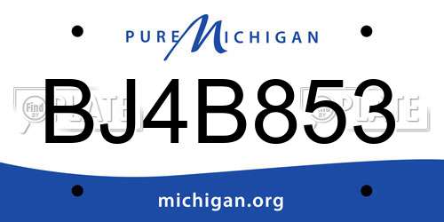 BJ4B853 Michigan License Plate