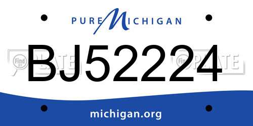 BJ52224 Michigan License Plate