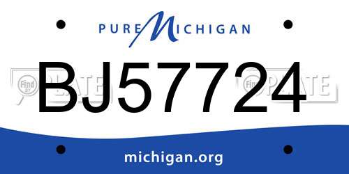 BJ57724 Michigan License Plate