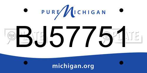 BJ57751 Michigan License Plate