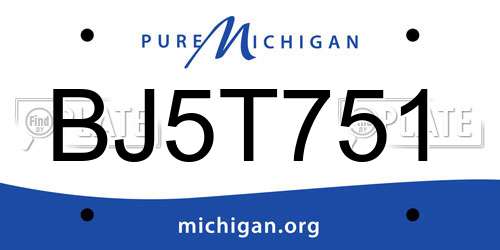 BJ5T751 Michigan License Plate