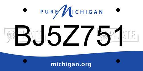 BJ5Z751 Michigan License Plate