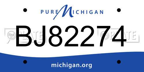 BJ82274 Michigan License Plate