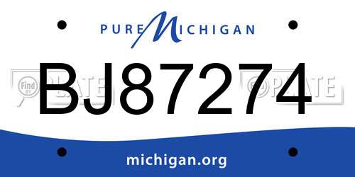 BJ87274 Michigan License Plate