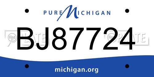 BJ87724 Michigan License Plate