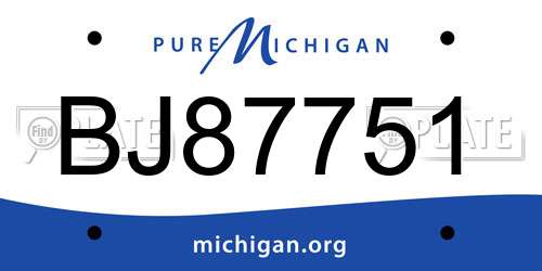 BJ87751 Michigan License Plate