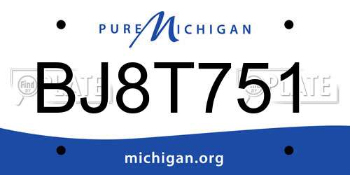 BJ8T751 Michigan License Plate