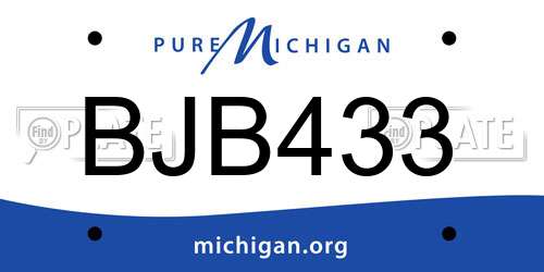 BJB433 Michigan License Plate