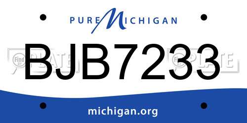 BJB7233 Michigan License Plate