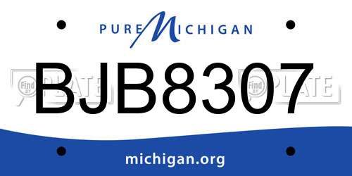 BJB8307 Michigan License Plate