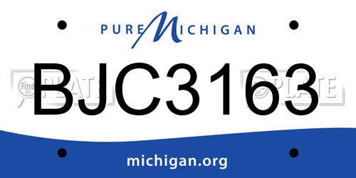 BJC3163 Michigan License Plate