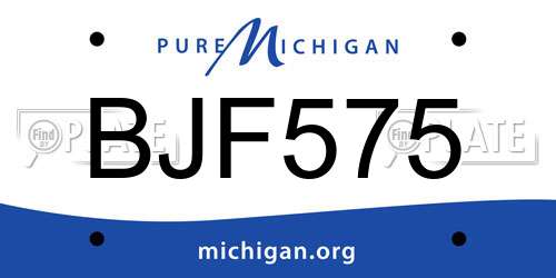 BJF575 Michigan License Plate
