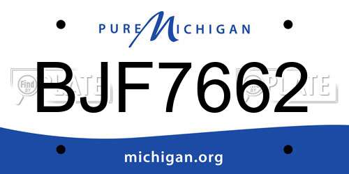 BJF7662 Michigan License Plate