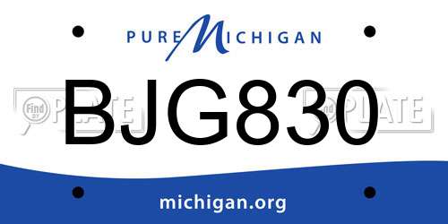BJG830 Michigan License Plate