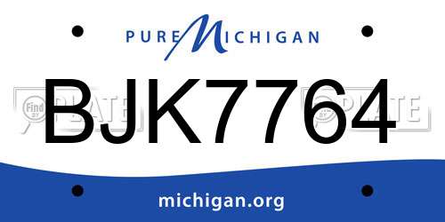 BJK7764 Michigan License Plate