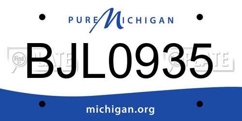 BJL0935 Michigan License Plate