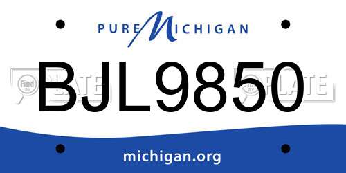 BJL9850 Michigan License Plate
