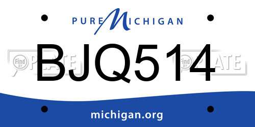 BJQ514 Michigan License Plate