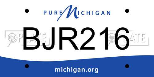 BJR216 Michigan License Plate