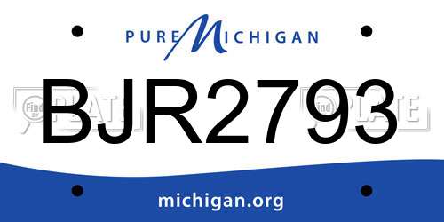 BJR2793 Michigan License Plate