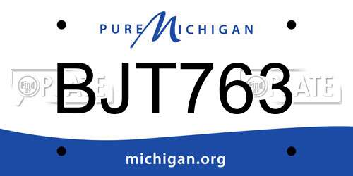 BJT763 Michigan License Plate