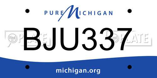 BJU337 Michigan License Plate