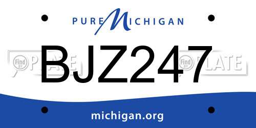 BJZ247 Michigan License Plate
