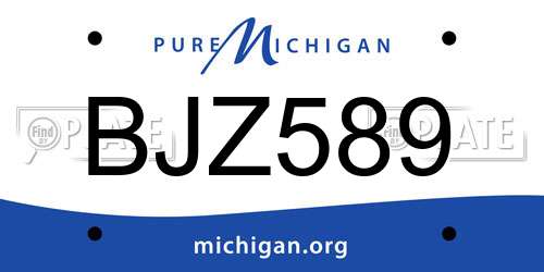 BJZ589 Michigan License Plate