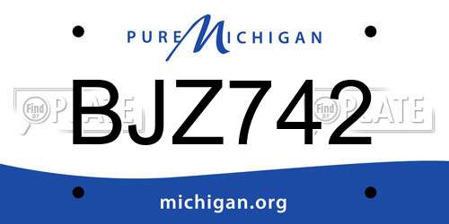 BJZ742 Michigan License Plate