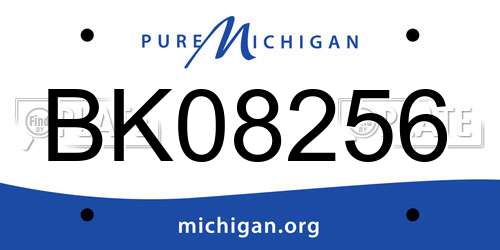 BK08256 Michigan License Plate