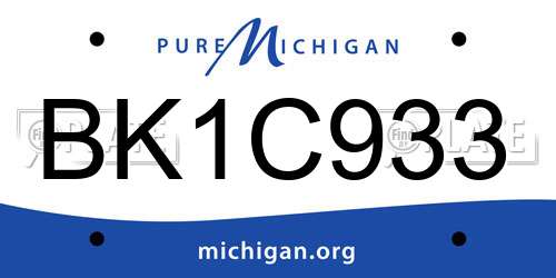 BK1C933 Michigan License Plate