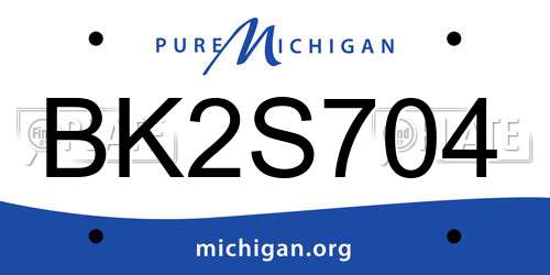 BK2S704 Michigan License Plate