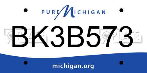 BK3B573 Michigan License Plate