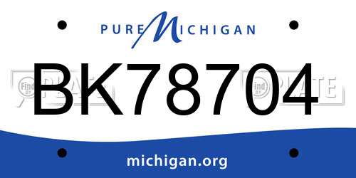 BK78704 Michigan License Plate