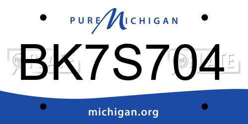 BK7S704 Michigan License Plate