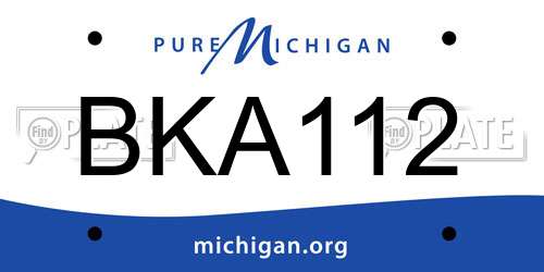 BKA112 Michigan License Plate