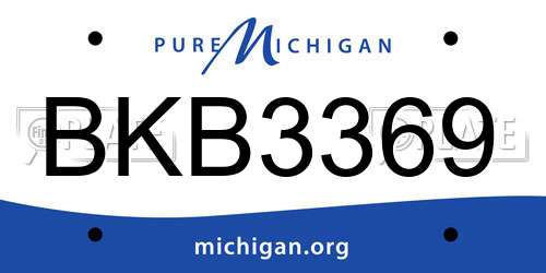 BKB3369 Michigan License Plate